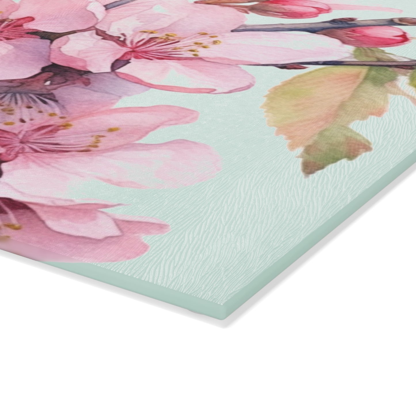 Whimsical Delight: Watercolor Cherry Blossom Tree Glass Cutting Board