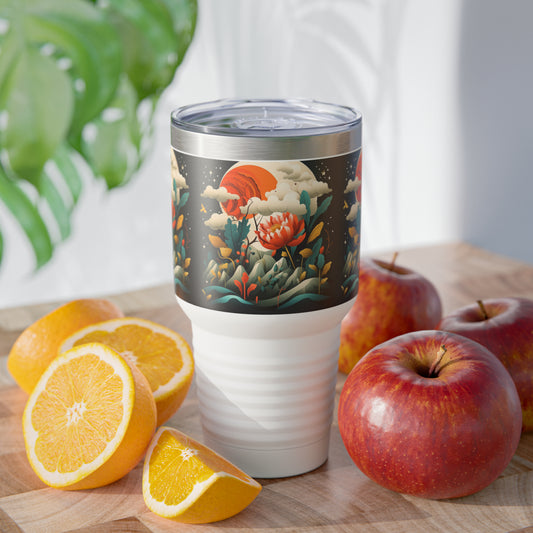 Midcentury Abstract Bliss: Ringneck Tumbler with Modern Abstract Art and Vintage Fashion Vibes