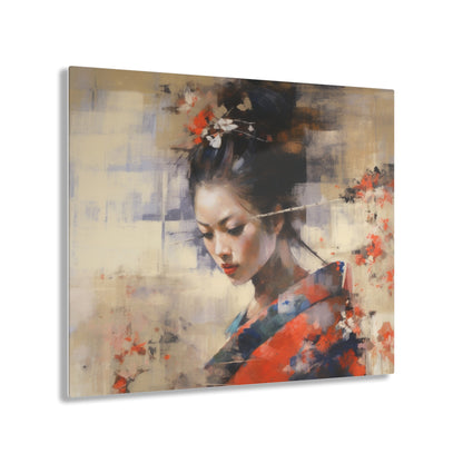 Japanese-Inspired Abstract Oil Painting Acrylic Prints: Celebrating Geisha Beauty