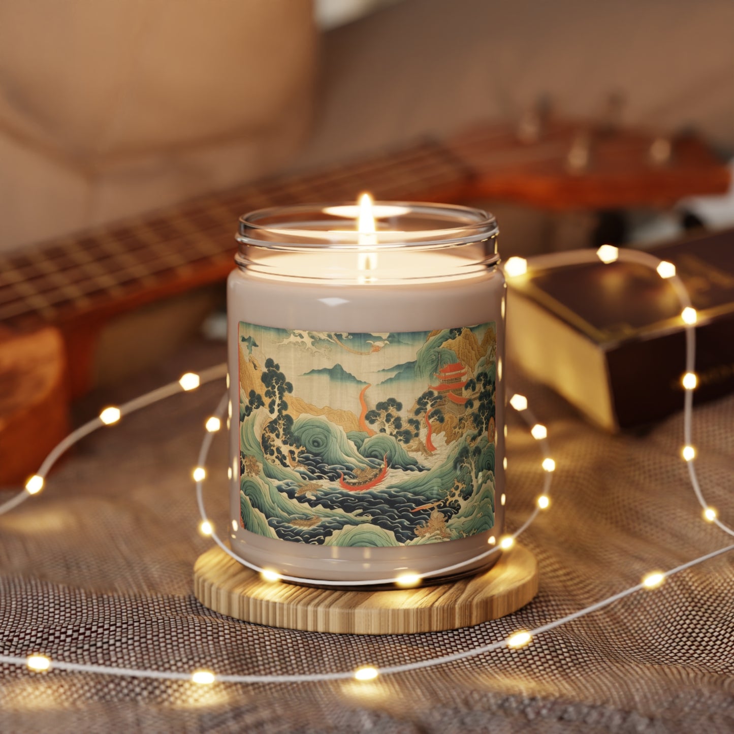 Harmony of the Elements: Japanese Tapestry-Inspired Scented Soy Candle 9 0z