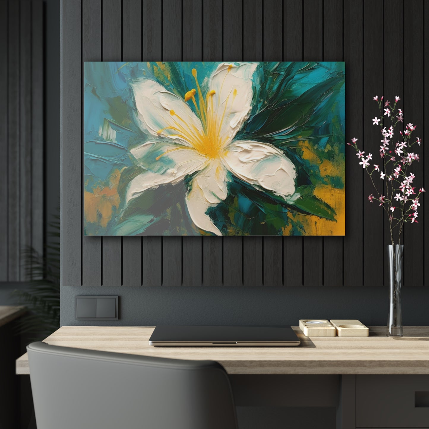 Floral Symphony: Acrylic Prints featuring an Abstract Oil Painting of Jasmine
