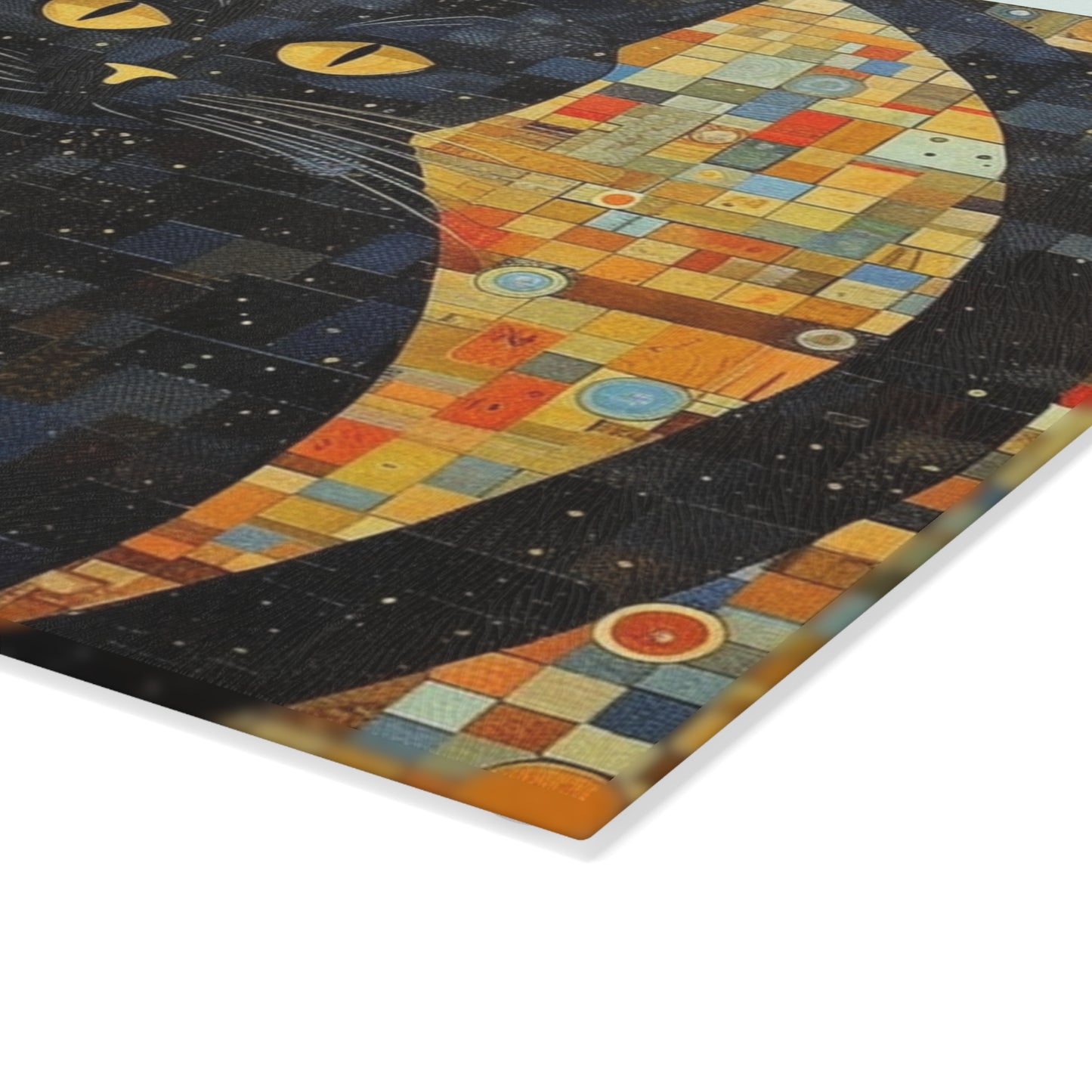 Gustav Klimt Cat Glass Cutting Board: Embrace Feline Beauty and Artistic Splendor