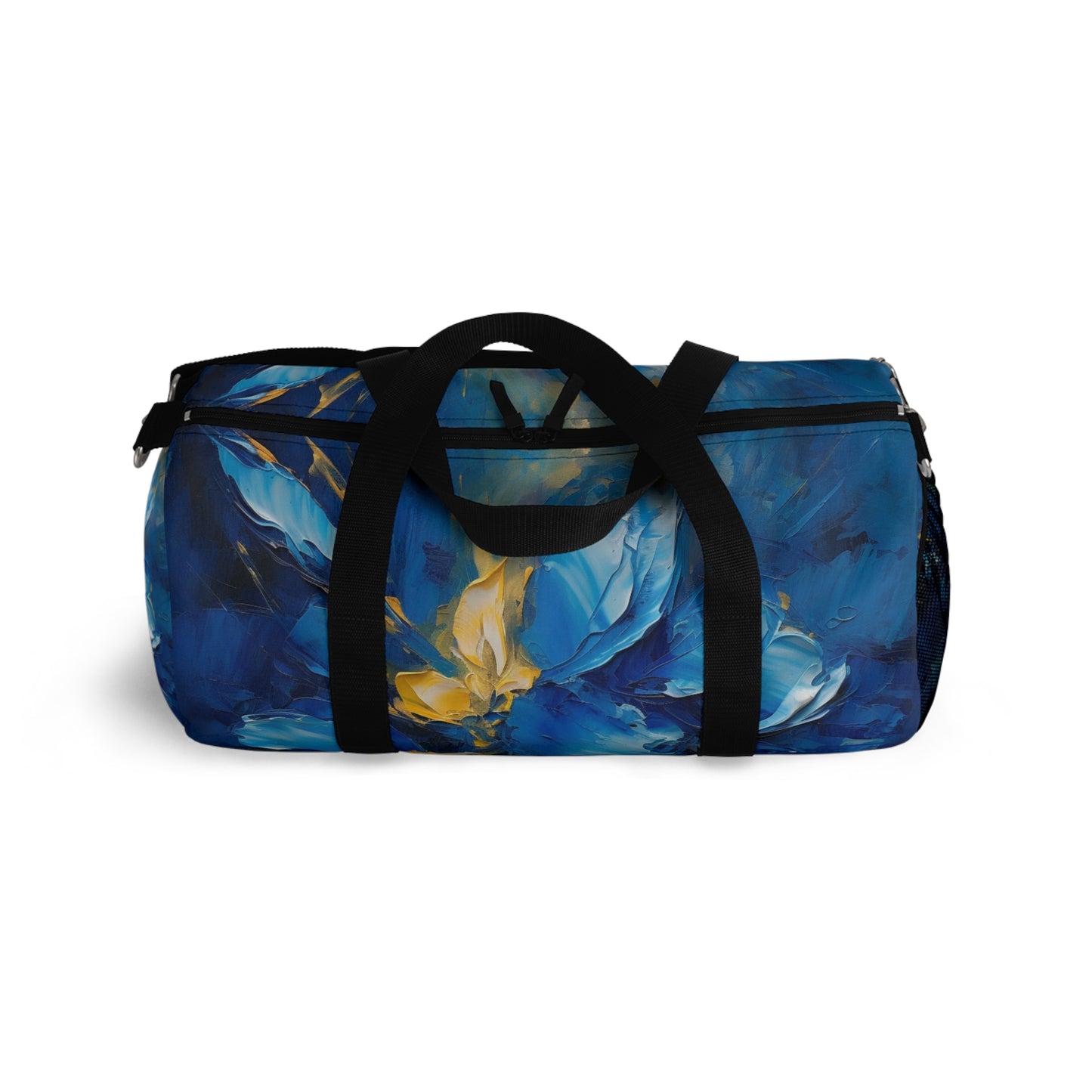 Abstract Wallpaper Duffel Bag: Immersive Floral Beauty with Blue Orchid Motif