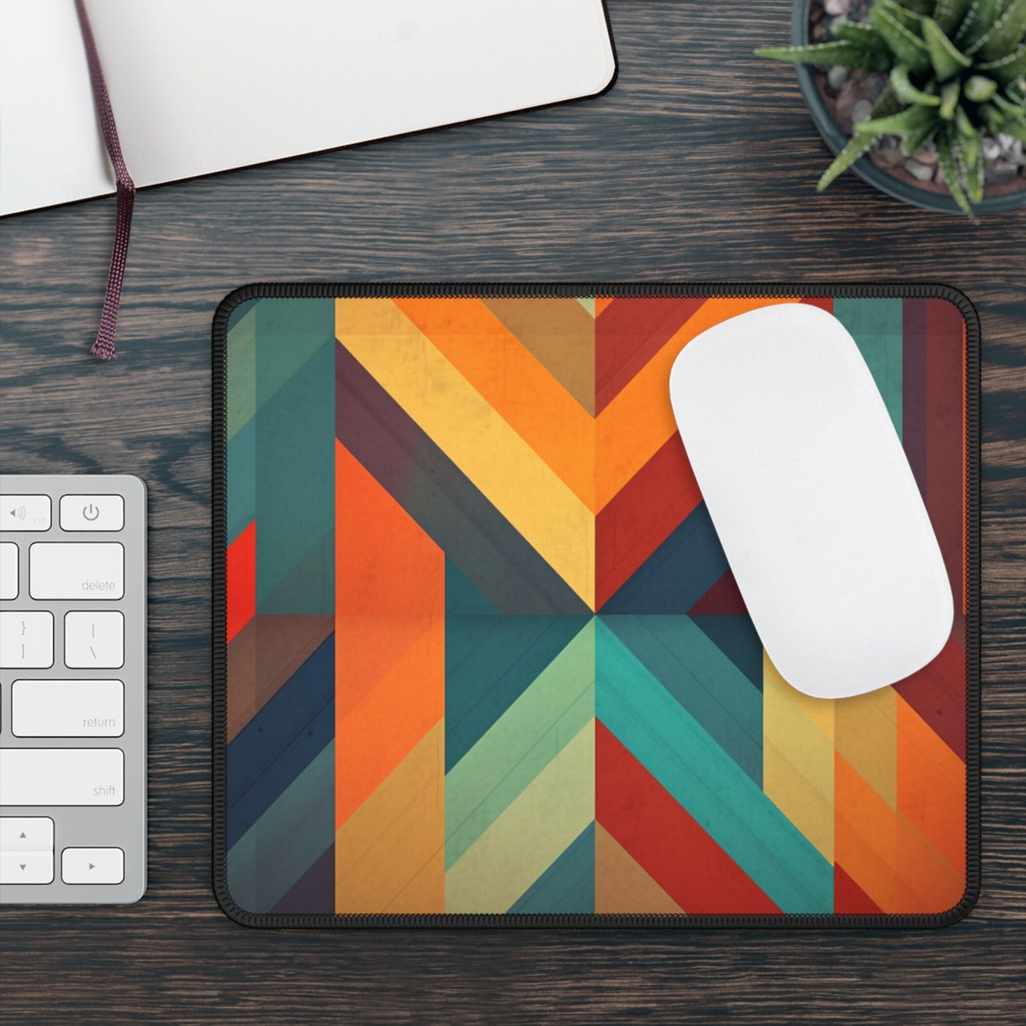 Abstract Geometric Expression: Midcentury Modern Gaming Mouse Pad for Artistic Souls