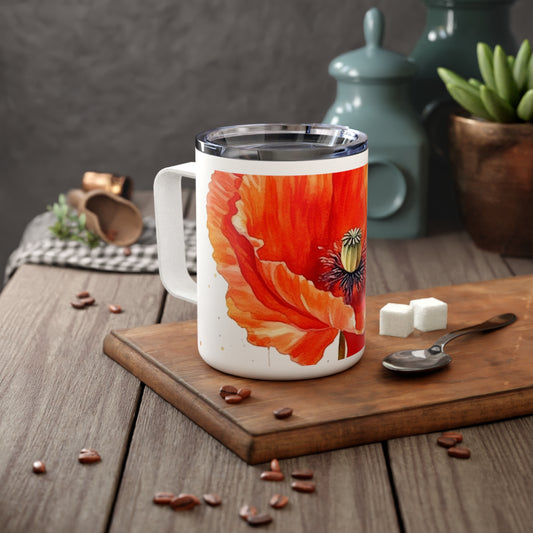 Watercolor Poppy Garden Insulated Coffee Mug: Unleash the Beauty of Nature