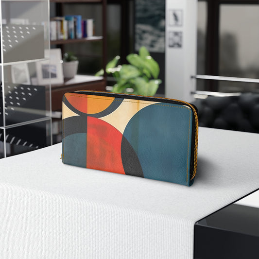 Geometric Midcentury Modern Abstract Art Zipper Wallet