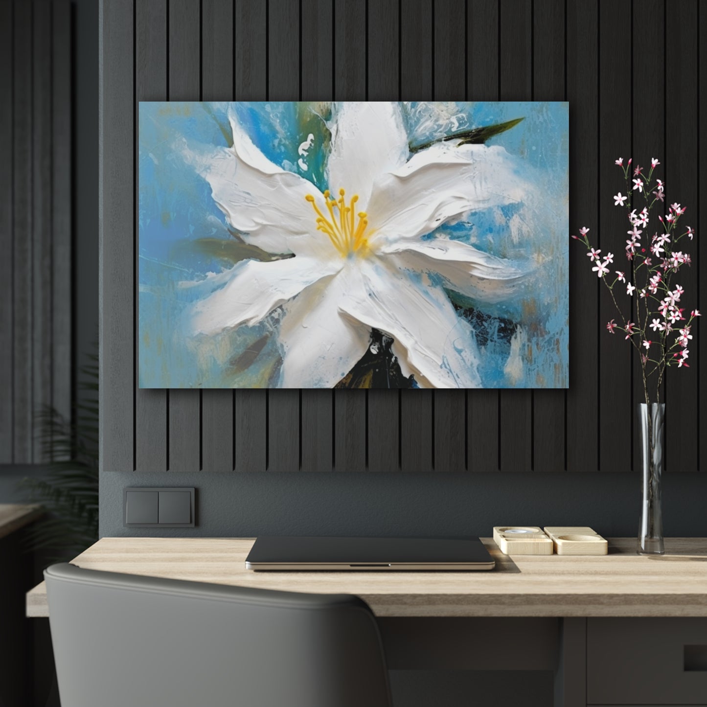 Ethereal Elegance: Acrylic Prints featuring an Abstract Oil Painting of Jasmine