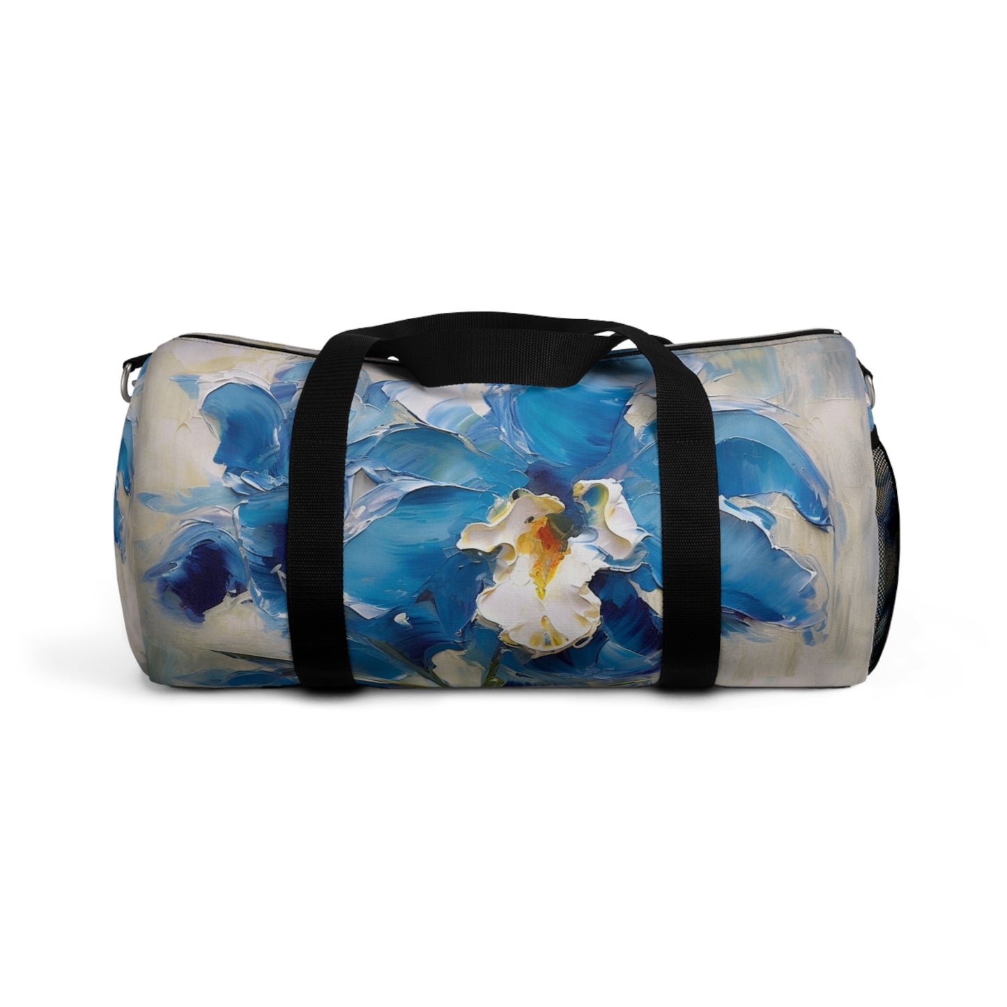 Embrace Artistic Expression with Blue Orchid Abstract Painting Duffel Bag