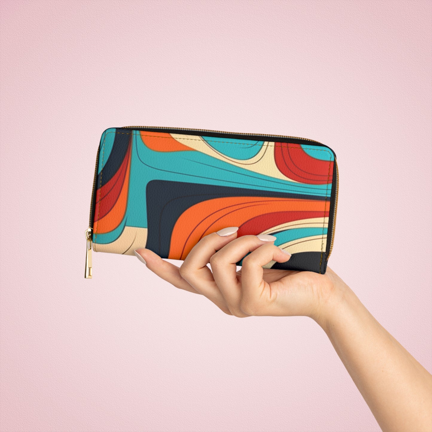 Midcentury Abstractions: Abstract-Inspired Zipper Wallet for Atomic Age Design