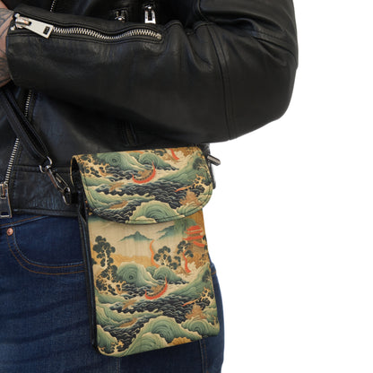 Harmony of the Elements: Japanese Tapestry-Inspired Small Cell Phone Wallet