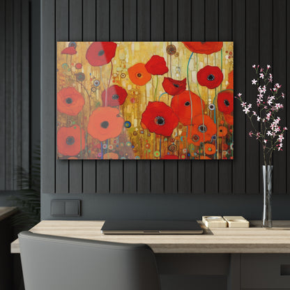 Floral Symphony: Acrylic Prints showcasing Gustav Klimt's Poppies in Art Nouveau