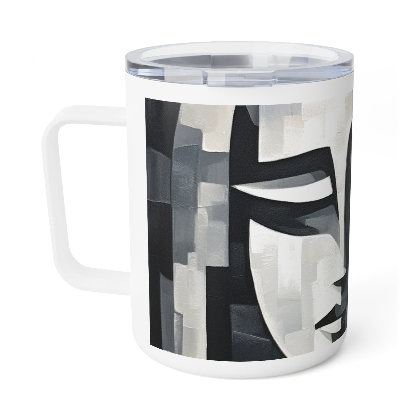 Abstract Oil Paint Insulated Coffee Mug: Cubist Artistry in a Portable Masterpiece