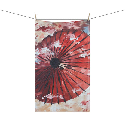 Abstract Japanese Umbrella Painting Kitchen Towel: Unleashing Artistic Beauty