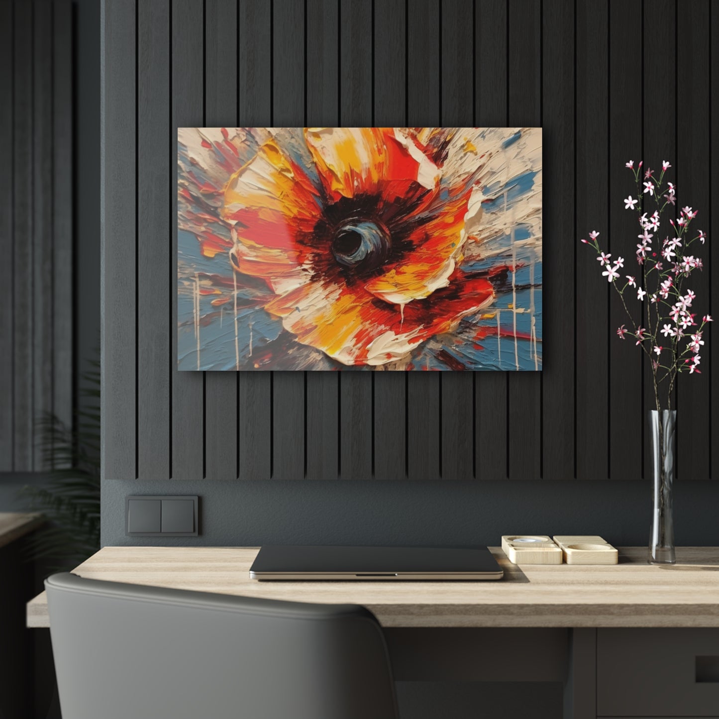 Poppy Symphony: Acrylic Prints with Abstract Floral Artwork
