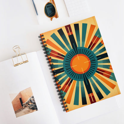 Vintage Radiance: Midcentury Modern Sun Spiral Notebook