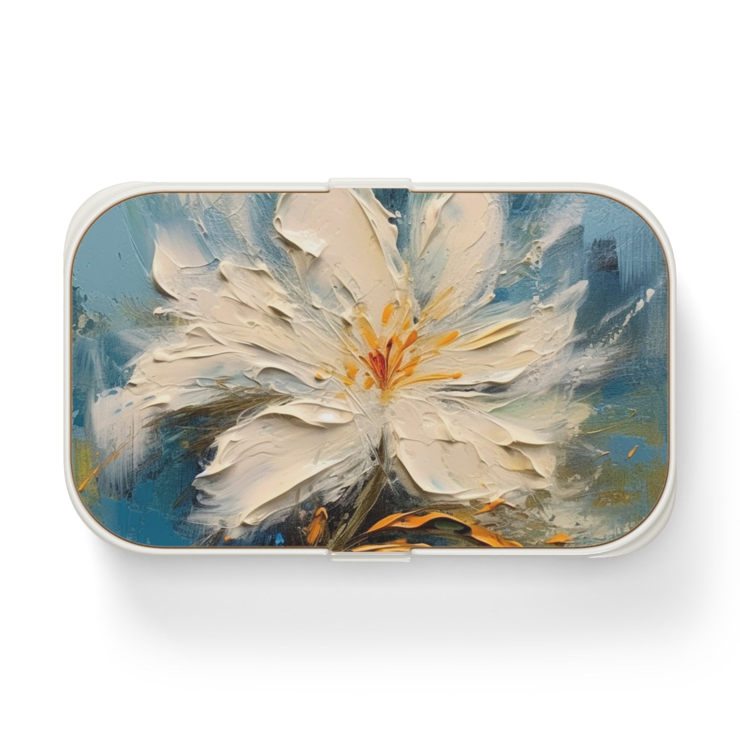 Nature's Serenade: Bento Box adorned with an Abstract Oil Painting of Jasmine