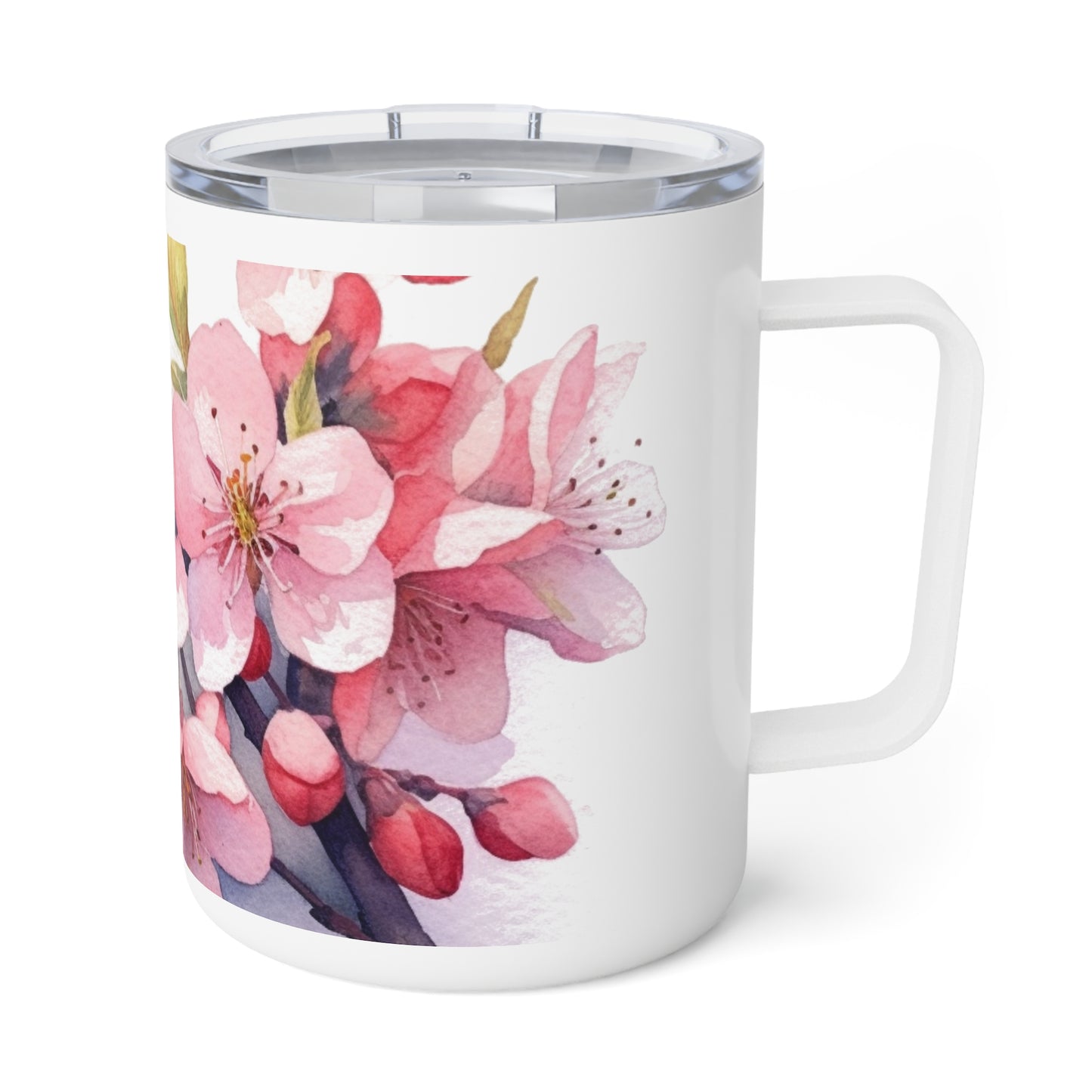 Cherry Blossom Delight: Floral Watercolor Insulated Coffee Mug