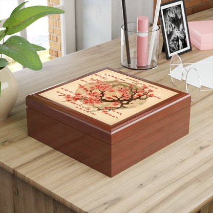 Whimsical Blossom Dreams: Jewelry Box with Delightful Flower Drawings and Cherry Blossoms