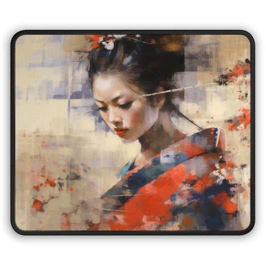 Japanese-Inspired Abstract Oil Painting Gaming Mouse Pad: Celebrating Geisha Beauty
