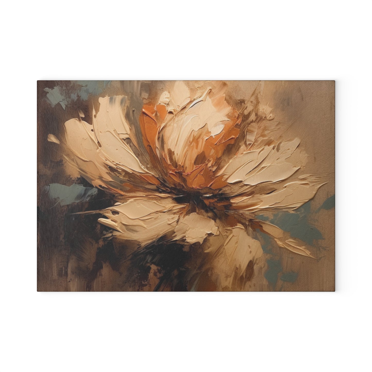 Artistic Fusion: Glass Cutting Board Infused with Tan Hua-Inspired Abstract Art