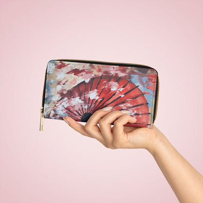 Abstract Japanese Umbrella Painting Zipper Wallet