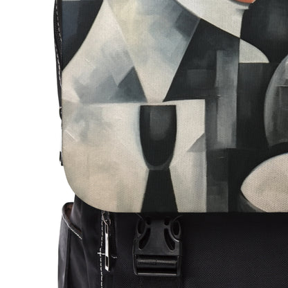 Unisex Casual Shoulder Backpack with Cubist Art Finesse and Abstract Flair