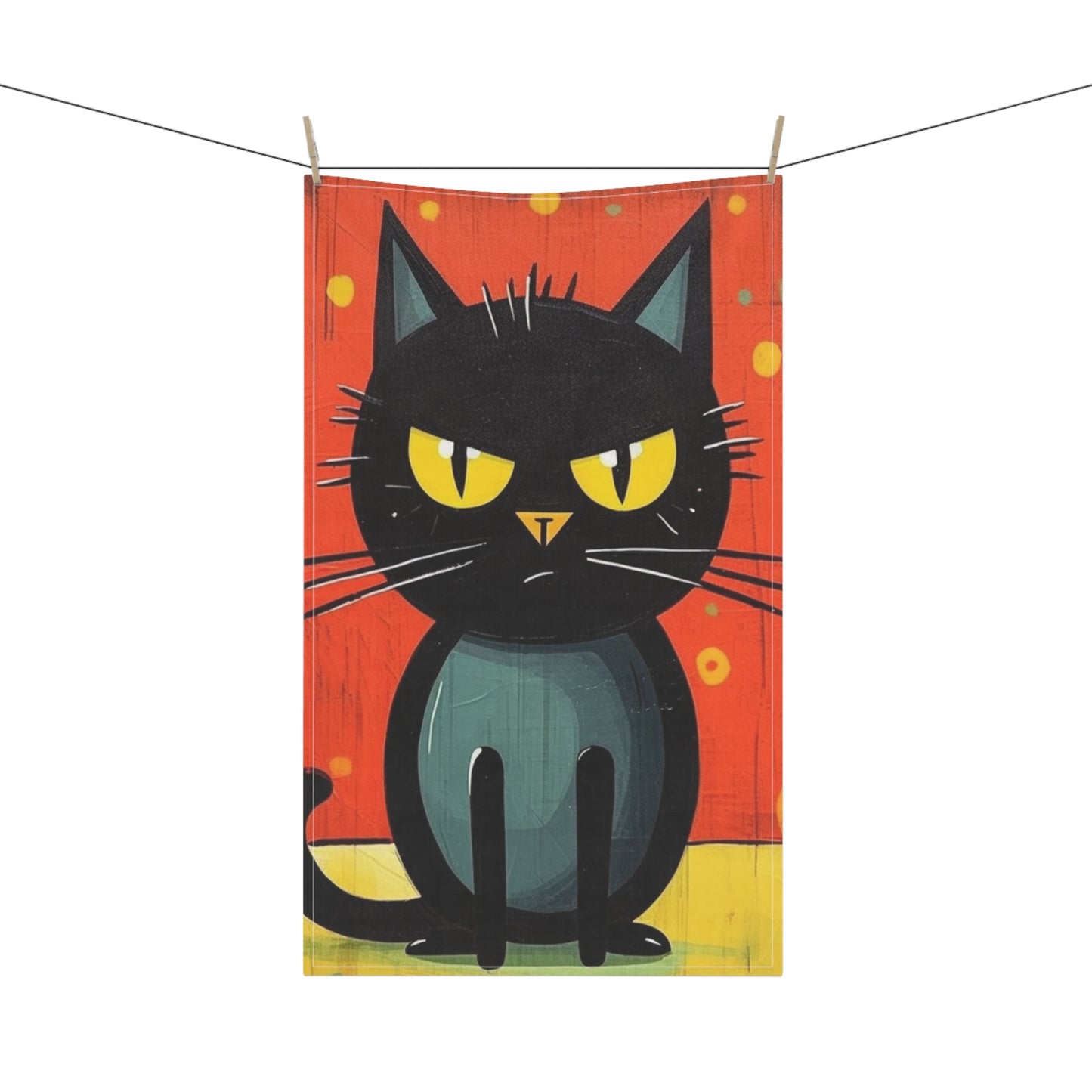 Fashionably Retro Feline: Midcentury Modern Kitchen Towel with a Vintage Cat-Inspired Flair