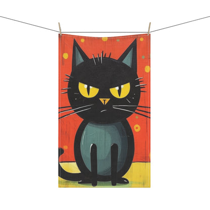 Fashionably Retro Feline: Midcentury Modern Kitchen Towel with a Vintage Cat-Inspired Flair