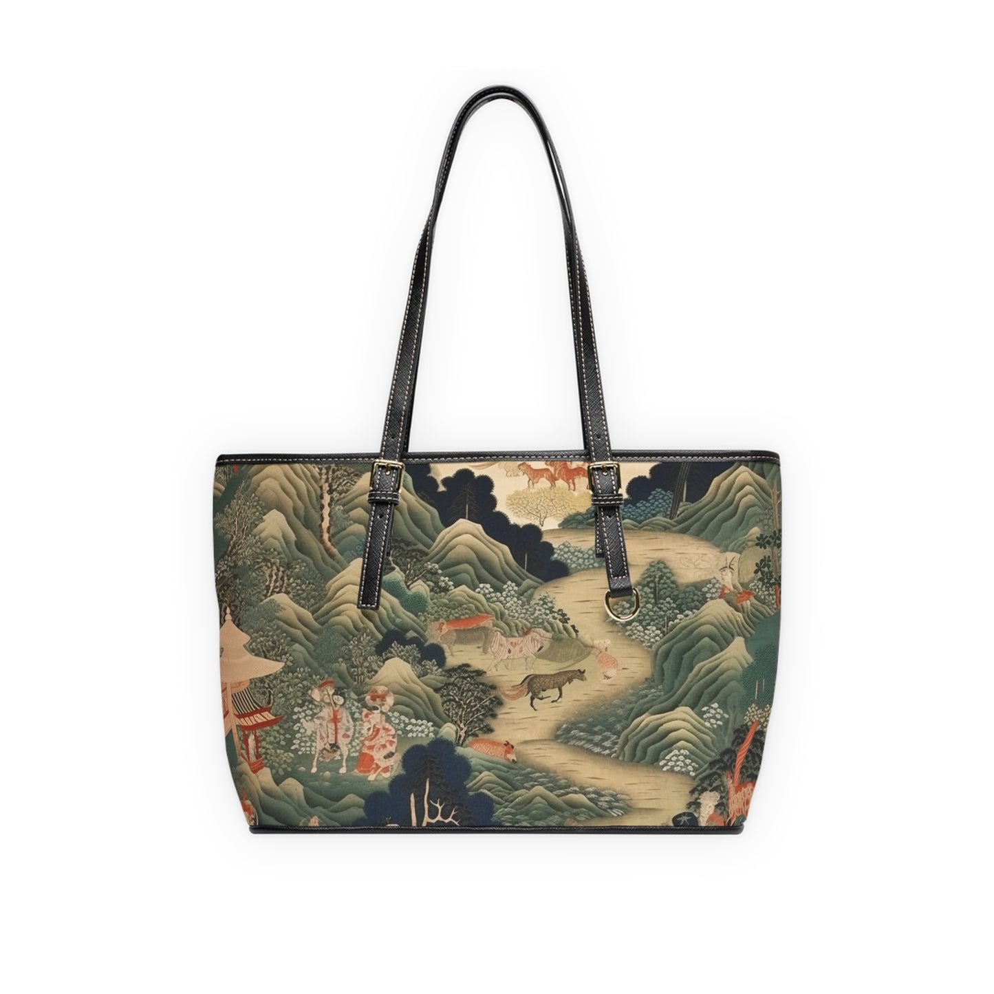 Japanese Tapestry PU Leather Shoulder Bag: Embrace the Artistic Splendor