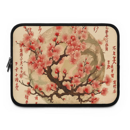 Whimsical Blossom Dreams: Laptop Sleeve with Delightful Flower Drawings and Cherry Blossoms