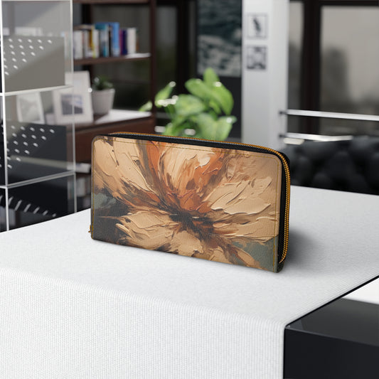 Artistic Fusion: Zipper Wallet Infused with Tan Hua-Inspired Abstract Art