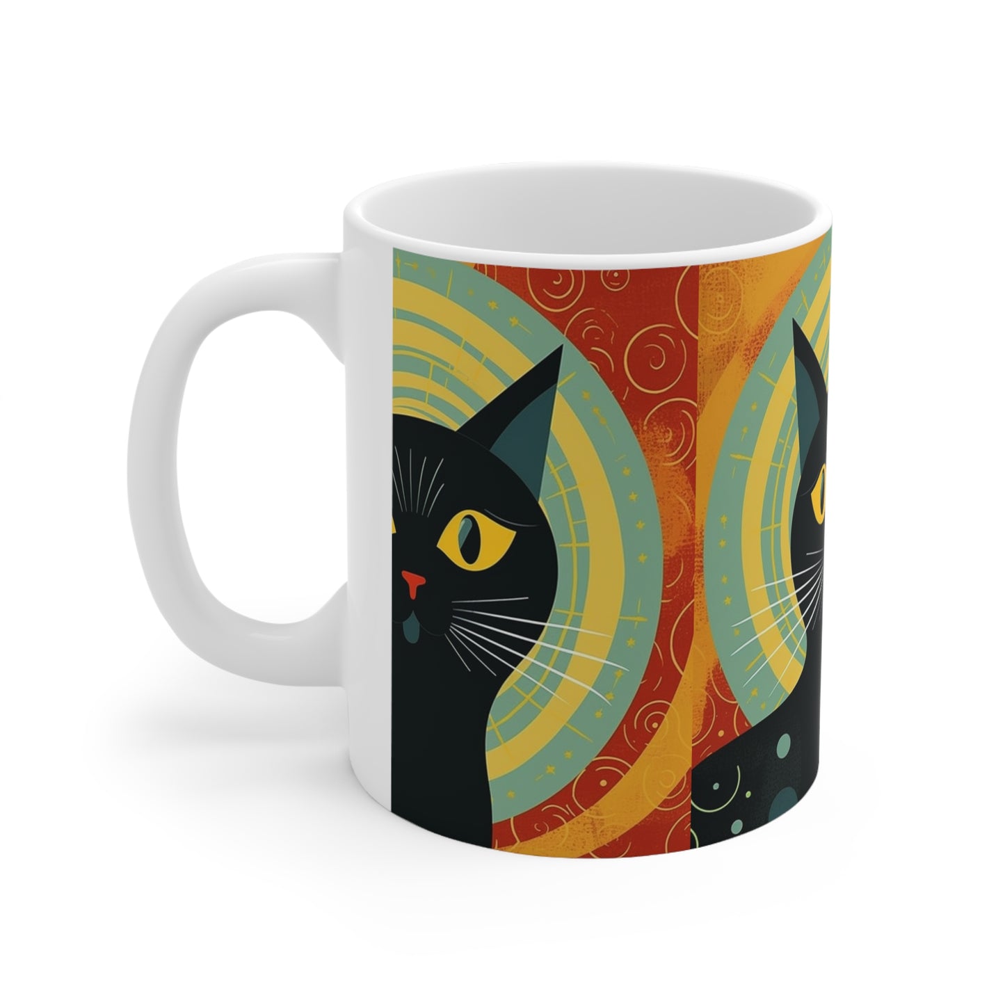 Timeless Whiskers: 1950s and 1960s Fashion-Inspired Cat Mug