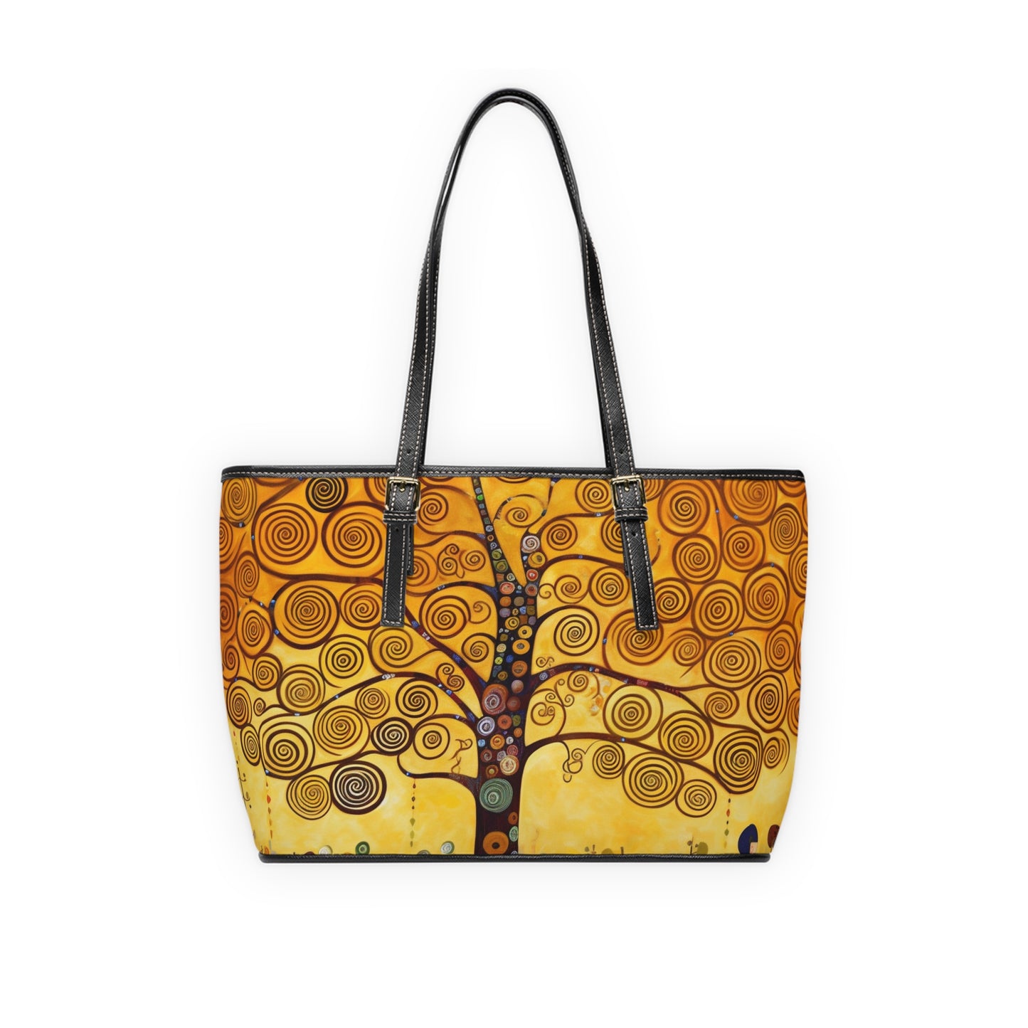 Symbolic Harmony: Gustav Klimt Tree of Life PU Leather Shoulder Bag, Embrace Artistic Elegance