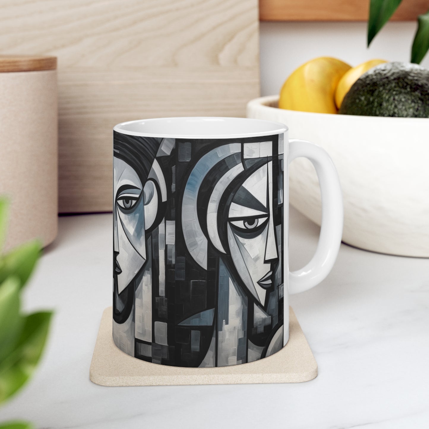 Cubist Paintings Ceramic Mug: Captivating Brush Strokes