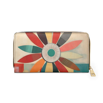Atomic Age Design Midcentury Modern Flower Drawings Zipper Wallet