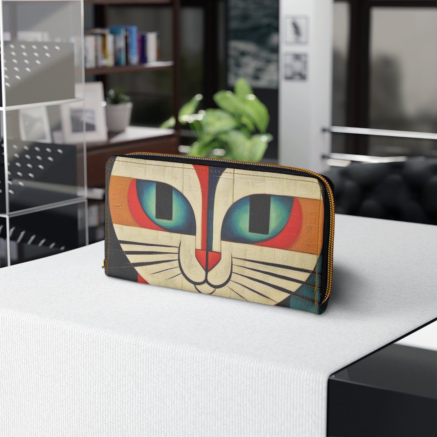 Artistic Vintage Vibes: Picasso-Inspired Midcentury Modern Zipper Wallet for Retro Fashion
