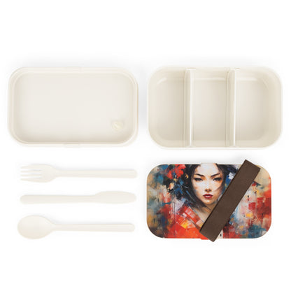 Abstract Geisha Art Bento Box: Captivating Brushstrokes in a Japanese Aesthetic