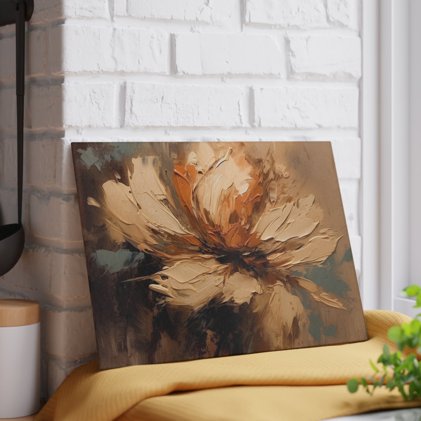 Artistic Fusion: Glass Cutting Board Infused with Tan Hua-Inspired Abstract Art