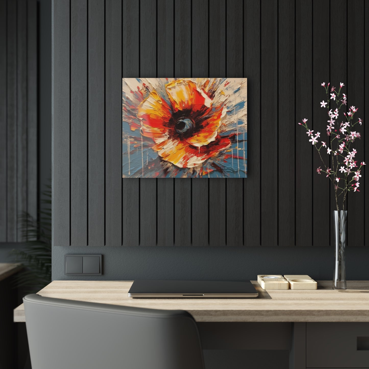 Poppy Symphony: Acrylic Prints with Abstract Floral Artwork