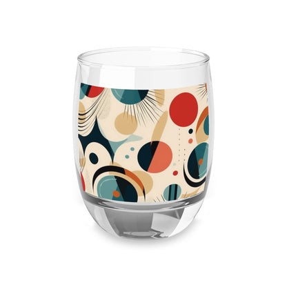 Abstract Elegance: Midcentury Modern Whiskey Glass with Modern Abstract Art and Vintage Fashion