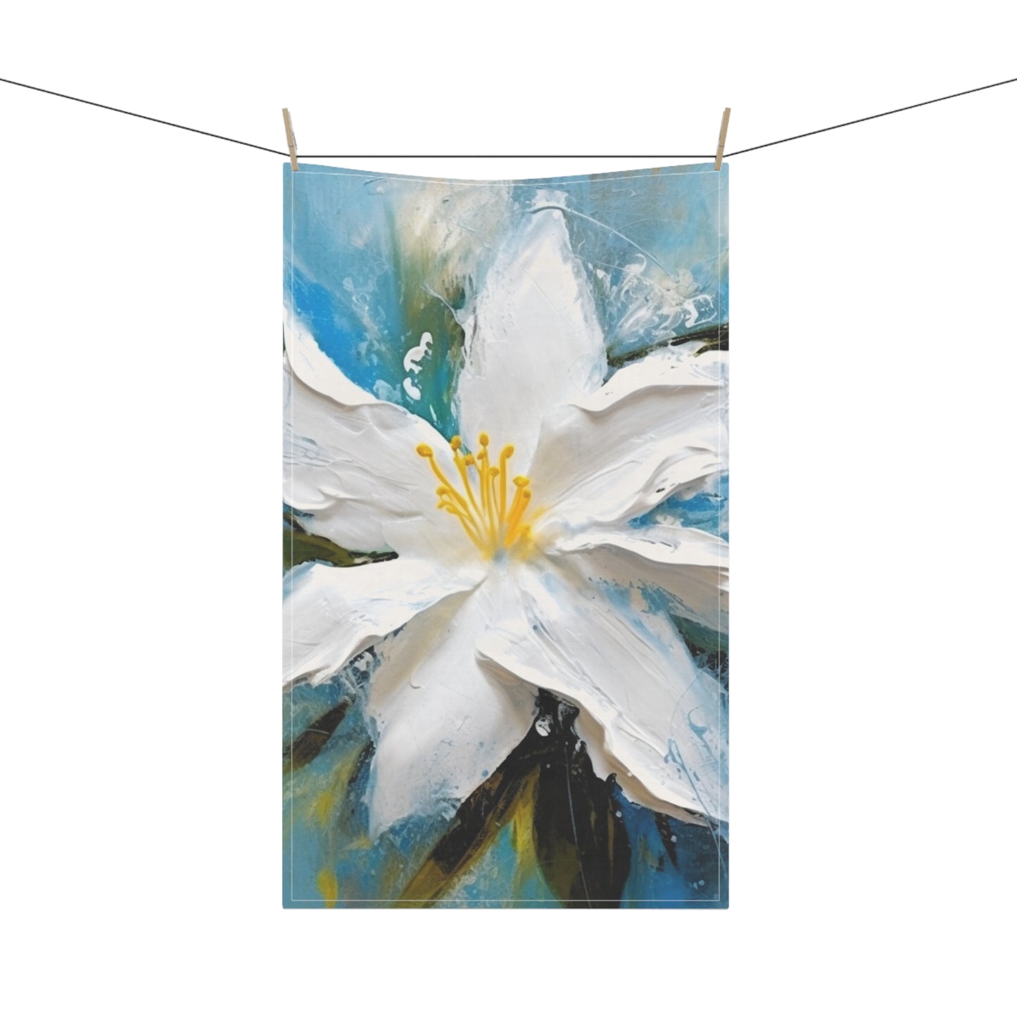 Ethereal Elegance: Kitchen Towel featuring an Abstract Oil Painting of Jasmine