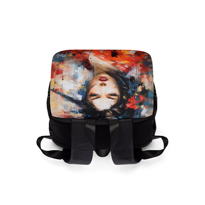 Abstract Geisha Art Unisex Casual Shoulder Backpack: Captivating Brushstrokes in a Japanese Aesthetic
