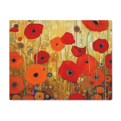 Floral Symphony: Placemat showcasing Gustav Klimt's Poppies in Art Nouveau