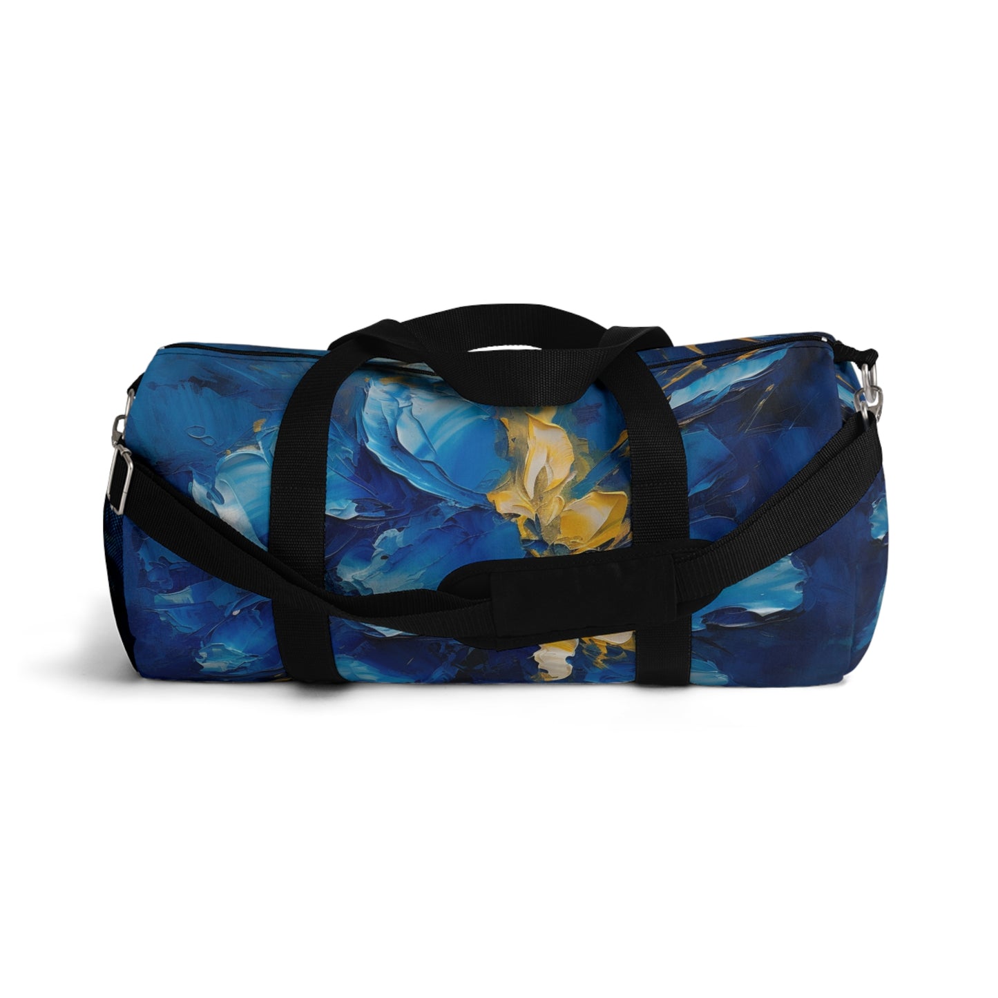 Abstract Wallpaper Duffel Bag: Immersive Floral Beauty with Blue Orchid Motif