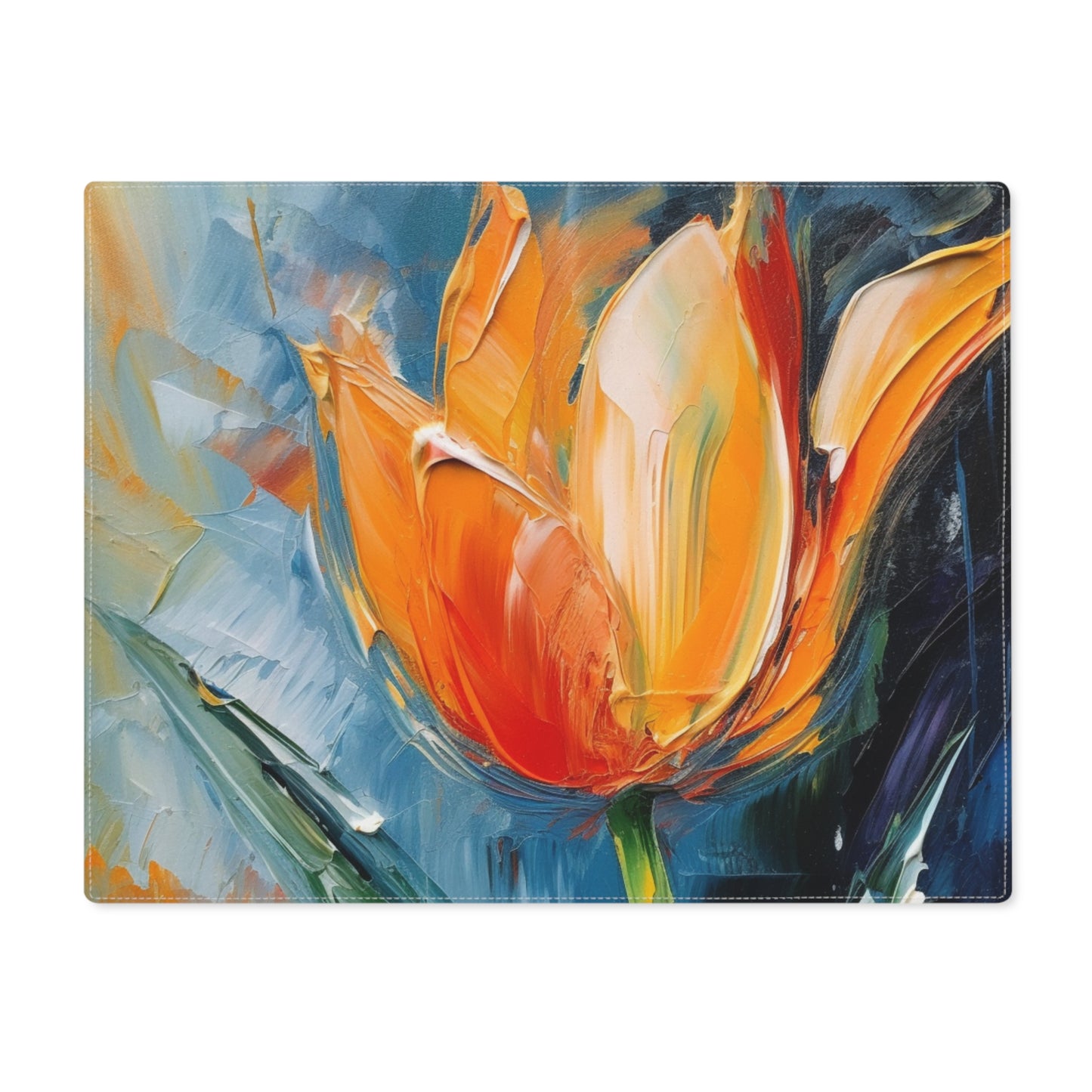 Orange Tulip Magic on Placemat: A Blossoming Artistic Delight