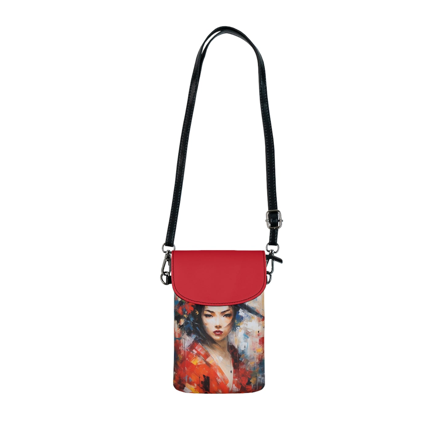 Abstract Geisha Art Small Cell Phone Wallet: Captivating Brushstrokes in a Japanese Aesthetic