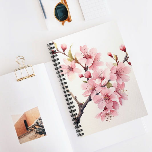 Watercolor Cherry Blossom Spiral Notebook