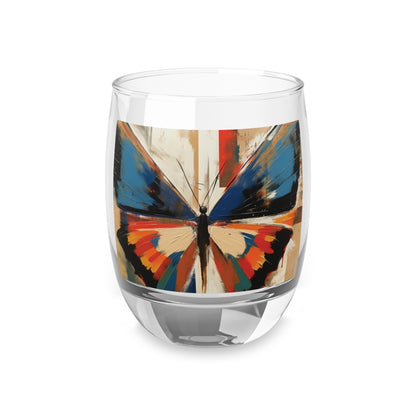 Abstract Butterfly Paradise: Whiskey Glass for Nature and Art Lovers