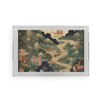 Japanese Tapestry Acrylic Serving Tray: Embrace the Artistic Splendor