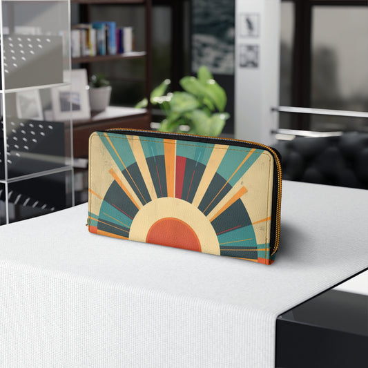 Minimalist Sunshine: Midcentury Modern Sun Zipper Wallet